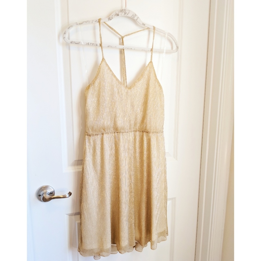 Esley Halter Cocktail Dress Shimmer Gold Metallic